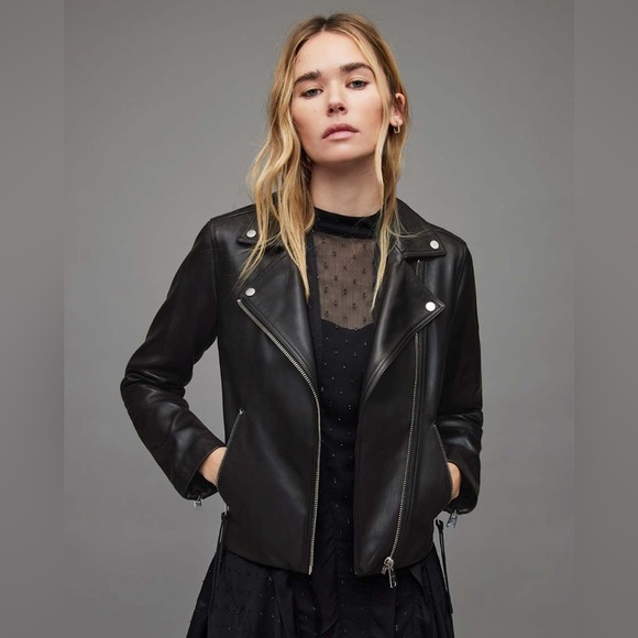 All Saints Dalby Biker Jacket, size 2 - Picture 1 of 10